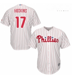Mens Majestic Philadelphia Phillies 17 Rhys Hoskins Replica WhiteRed Strip Home Cool Base MLB Jersey Mens Majestic Philadelphia Phillies 17 Rhys Hoskins Replica WhiteRed Strip Home Cool Base MLB Jersey