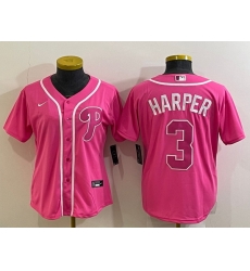 Women Philadelphia Phillies 3 Bryce Harper Pink Stitched Baseball Jersey Women Philadelphia Phillies 3 Bryce Harper Pink Stitched Baseball Jersey