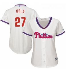 Womens Majestic Philadelphia Phillies 27 Aaron Nola Authentic Cream Alternate Cool Base MLB Jersey Womens Majestic Philadelphia Phillies 27 Aaron Nola Authentic Cream Alternate Cool Base MLB Jersey
