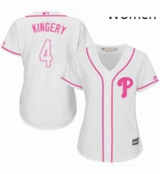 Womens Majestic Philadelphia Phillies 4 Scott Kingery Replica White Fashion Cool Base MLB Jersey 