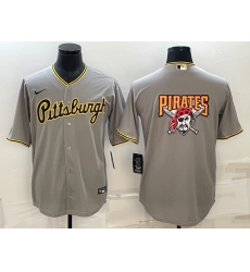 Men Pittsburgh Pirates Gray Team Big Logo Cool Base Stitched Baseball Jersey Men Pittsburgh Pirates Gray Team Big Logo Cool Base Stitched Baseball Jersey