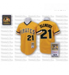 Mens Mitchell and Ness Pittsburgh Pirates 21 Roberto Clemente Authentic Gold Throwback MLB Jersey Mens Mitchell and Ness Pittsburgh Pirates 21 Roberto Clemente Authentic Gold Throwback MLB Jersey