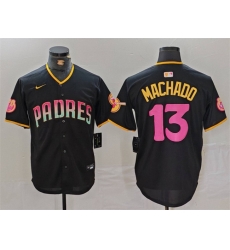 Men San Diego Padres 13 Manny Machado Black Cool Base Stitched Baseball Jersey Men San Diego Padres 13 Manny Machado Black Cool Base Stitched Baseball Jersey