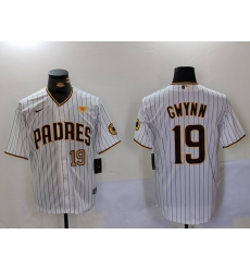 Men San Diego Padres 19 19 Tony Gwynn White With PS Patch Cool Base Stitched Baseball Jersey Men San Diego Padres 19 19 Tony Gwynn White With PS Patch Cool Base Stitched Baseball Jersey