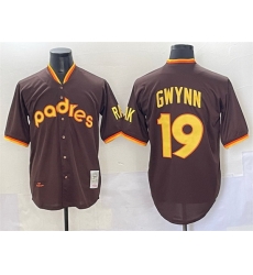 Men San Diego Padres 19 Tony Gwynn Brown Throwback Stitched Baseball Jersey