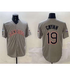 Men San Diego Padres 19 Tony Gwynn Grey With Patch Cool Base Stitched Jersey Men San Diego Padres 19 Tony Gwynn Grey With Patch Cool Base Stitched Jersey
