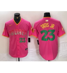 Men San Diego Padres 23 Fernando Tatis Jr Pink Cool Base Stitched Baseball Jersey 4 Men San Diego Padres 23 Fernando Tatis Jr Pink Cool Base Stitched Baseball Jersey 4