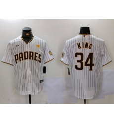 Men San Diego Padres 34 Michael King White Cool Base Stitched Baseball Jersey 5 Men San Diego Padres 34 Michael King White Cool Base Stitched Baseball Jersey 5