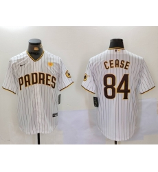 Men San Diego Padres 84 Dylan Cease White Cool Base Stitched Baseball Jersey 3 Men San Diego Padres 84 Dylan Cease White Cool Base Stitched Baseball Jersey 3