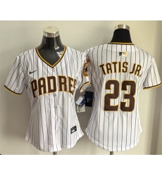 Women San Diego Padres 23 Fernando Tatis Jr  White Home Limited Stitched Baseball Jersey