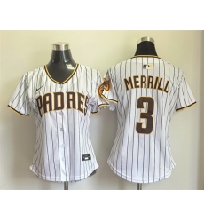 Women San Diego Padres 3 Jackson Merrill White Home Limited Stitched Baseball Jersey