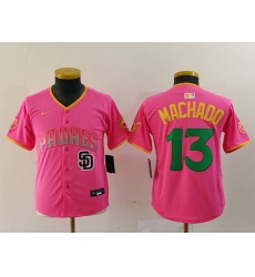 Youth San Diego Padres 3 Jackson Merrill Pink Stitched Baseball Jersey 4 Youth San Diego Padres 3 Jackson Merrill Pink Stitched Baseball Jersey 4