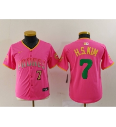 Youth San Diego Padres 7 Ha Seong Kim Pink Stitched Baseball Jersey 1 Youth San Diego Padres 7 Ha Seong Kim Pink Stitched Baseball Jersey 1