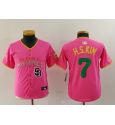 Youth San Diego Padres 7 Ha Seong Kim Pink Stitched Baseball Jersey 4 Youth San Diego Padres 7 Ha Seong Kim Pink Stitched Baseball Jersey 4
