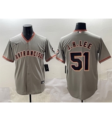 Men San Francisco Giants 51 Jung Hoo Lee Grey Cool Base Stitched Baseball Jersey Men San Francisco Giants 51 Jung Hoo Lee Grey Cool Base Stitched Baseball Jersey