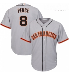 Mens Majestic San Francisco Giants 8 Hunter Pence Replica Grey Road Cool Base MLB Jersey
