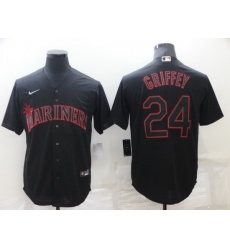 Men Seattle Mariners 24 Ken Griffey Black Shadow Cool Base Stitched jersey Men Seattle Mariners 24 Ken Griffey Black Shadow Cool Base Stitched jersey