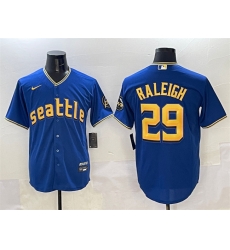 Men Seattle Mariners 29 Cal Raleigh Royal City Connect Cool Base Stitched Baseball Jersey
