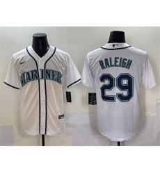 Men Seattle Mariners 29 Cal Raleigh White Cool Base Stitched Baseball Jersey Men Seattle Mariners 29 Cal Raleigh White Cool Base Stitched Baseball Jersey
