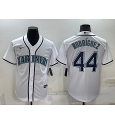 Men Seattle Mariners 44 Julio Rodriguez White Cool Base Stitched Jersey 5 Men Seattle Mariners 44 Julio Rodriguez White Cool Base Stitched Jersey 5