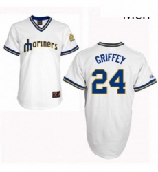 Mens Majestic Seattle Mariners 24 Ken Griffey Authentic White Cooperstown Throwback MLB Jersey Mens Majestic Seattle Mariners 24 Ken Griffey Authentic White Cooperstown Throwback MLB Jersey