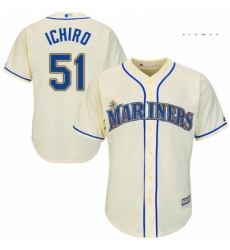 Mens Majestic Seattle Mariners 51 Ichiro Suzuki Replica Cream Alternate Cool Base MLB Jersey Mens Majestic Seattle Mariners 51 Ichiro Suzuki Replica Cream Alternate Cool Base MLB Jersey