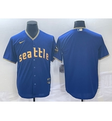Men's Seattle Mariners Blank Blue 2023 City Connect Cool Base Stitched Jersey Men's Seattle Mariners Blank Blue 2023 City Connect Cool Base Stitched Jersey
