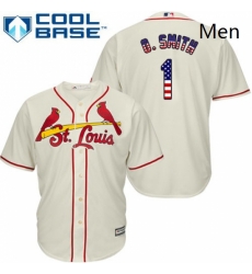 Mens Majestic St Louis Cardinals 1 Ozzie Smith Replica Cream USA Flag Fashion MLB Jersey Mens Majestic St Louis Cardinals 1 Ozzie Smith Replica Cream USA Flag Fashion MLB Jersey