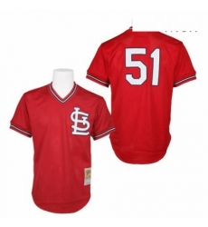 Mens Mitchell and Ness 1985 St Louis Cardinals 51 Willie McGee Replica Red Throwback MLB Jersey Mens Mitchell and Ness 1985 St Louis Cardinals 51 Willie McGee Replica Red Throwback MLB Jersey