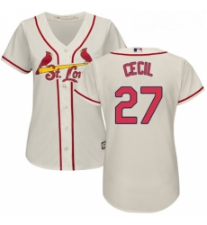 Womens Majestic St Louis Cardinals 27 Brett Cecil Replica Cream Alternate Cool Base MLB Jersey Womens Majestic St Louis Cardinals 27 Brett Cecil Replica Cream Alternate Cool Base MLB Jersey