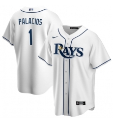 Men Tampa Bay Rays 1 Richie Palacios White Cool Base Stitched Baseball Jersey Men Tampa Bay Rays 1 Richie Palacios White Cool Base Stitched Baseball Jersey
