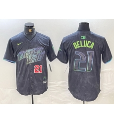 Men Tampa Bay Rays 21 Jonny DeLuca Charcoal 2024 City Connect Limited Stitched jerseys 8 Men Tampa Bay Rays 21 Jonny DeLuca Charcoal 2024 City Connect Limited Stitched jerseys 8