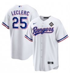 Men Texas Rangers 25 Jos E9 Leclerc White 2023 World Series Stitched Baseball Jersey Men Texas Rangers 25 Jos E9 Leclerc White 2023 World Series Stitched Baseball Jersey
