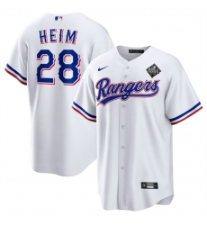 Men Texas Rangers 28 Jonah Heim 2023 White World Series Stitched Baseball Jersey Men Texas Rangers 28 Jonah Heim 2023 White World Series Stitched Baseball Jersey