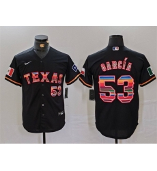 Men Texas Rangers 53 Adolis Garc EDa Black Mexico Cool Base Stitched Baseball Jersey Men Texas Rangers 53 Adolis Garc EDa Black Mexico Cool Base Stitched Baseball Jersey