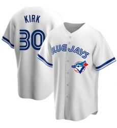 Men Nike Toronto Blue Jays #30 Alejandro Kirk White Home Stitched Cool Base Player Jersey Men Nike Toronto Blue Jays #30 Alejandro Kirk White Home Stitched Cool Base Player Jersey