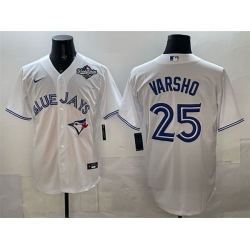 Men Toronto Blue Jays 25 Daulton Varsho White 2025 World Series Home Cool Base Stitched Baseball Jersey