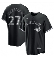 Men Toronto Blue Jays 27 Vladimir Guerrero Jr  Black Lights Out Limited Stitched Baseball Jersey