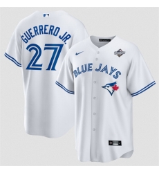 Men Toronto Blue Jays 27 Vladimir Guerrero Jr  White 2025 World Series Home Cool Base Stitched Baseball Jersey