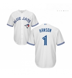 Mens Toronto Blue Jays 1 Alen Hanson Replica White Home Baseball Jersey Mens Toronto Blue Jays 1 Alen Hanson Replica White Home Baseball Jersey