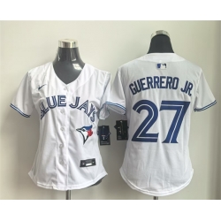 Women Toronto Blue Jays 27 Vladimir Guerrero Jr  White Limited Stitched Baseball Jersey 28Run Small 29