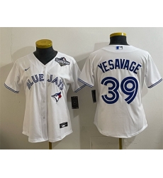 Women Toronto Blue Jays 39 Trey Yesavage White 2025 World Series Home Cool Base Stitched Baseball Jersey 