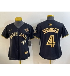 Women Toronto Blue Jays 4 George Springer Black Gold 2025 American League Champions Limited Stitched Baseball Jersey 