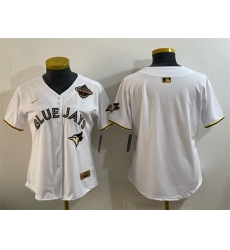 Women Toronto Blue Jays Blank White Gold 2025 American League Champions Limited Stitched Baseball Jersey Women Toronto Blue Jays Blank White Gold 2025 American League Champions Limited Stitched Baseball Jersey