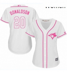 Womens Majestic Toronto Blue Jays 20 Josh Donaldson Replica White Fashion Cool Base MLB Jersey