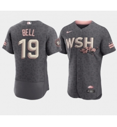 Men Washington Nationals 19 Josh Bell 2022 Grey City Connect Cherry Blossom Flex Base Stitched MLB jersey Men Washington Nationals 19 Josh Bell 2022 Grey City Connect Cherry Blossom Flex Base Stitched MLB jersey