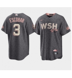 Men Washington Nationals 3 Alcides Escobar 2022 Grey City Connect Cherry Blossom Cool Base Stitched jersey Men Washington Nationals 3 Alcides Escobar 2022 Grey City Connect Cherry Blossom Cool Base Stitched jersey