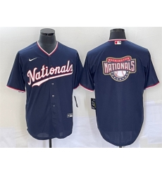 Men Washington Nationals Navy Big Logo In Back Stitched Baseball Jersey Men Washington Nationals Navy Big Logo In Back Stitched Baseball Jersey