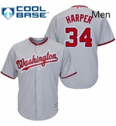 Mens Majestic Washington Nationals 34 Bryce Harper Replica Grey Road Cool Base MLB Jersey Mens Majestic Washington Nationals 34 Bryce Harper Replica Grey Road Cool Base MLB Jersey
