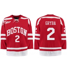 Boston University Terriers BU 2 Eric Gryba Red Stitched Hockey Jersey Boston University Terriers BU 2 Eric Gryba Red Stitched Hockey Jersey